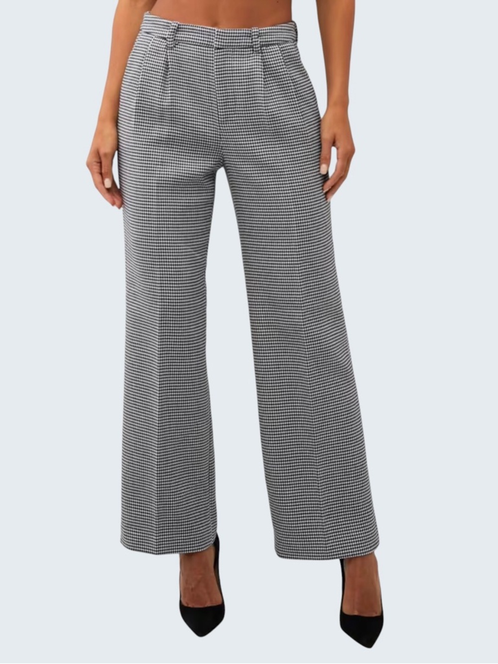 Favorite Daughter 10 High Rise Trouser Pant in Black and White Houndstooth Print
